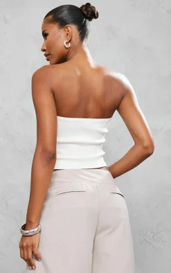 Cream Bandage Structured Panelled Hook & Eye Corset