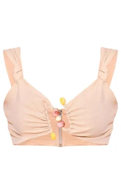 Cream Beaded Crop Top