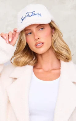 Cream Borg Boucle 'Saint Louis' Cap