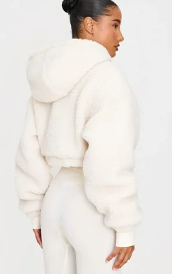 Cream Borg Cropped Jacket