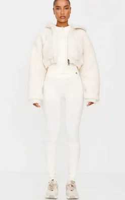 Cream Borg Cropped Jacket