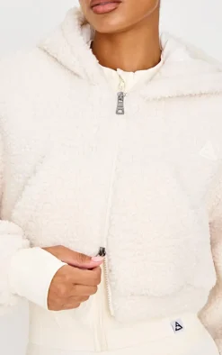 Cream Borg Cropped Jacket