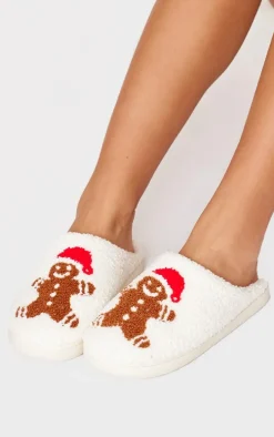 Cream Borg Gingerbread Slippers