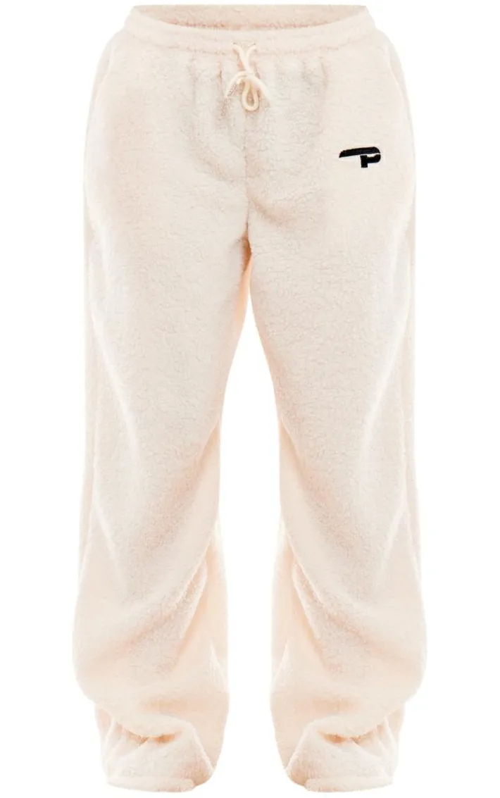 Cream Borg P Print Wide Leg Pants