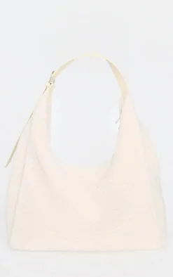 Cream Borg Slouchy Oversized Tote Bag