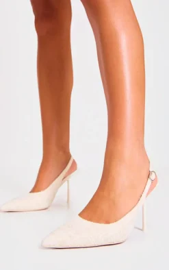 Cream Boucle Point Toe High Stiletto Court Heels