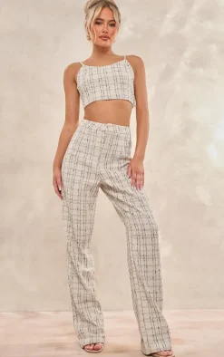 Cream Boucle Strappy Scoop Neck Bralet