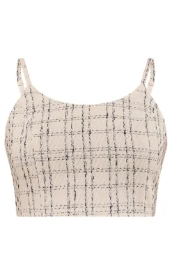 Cream Boucle Strappy Scoop Neck Bralet