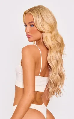 Cream Bow Detail Bralette And Thong Lingerie Set