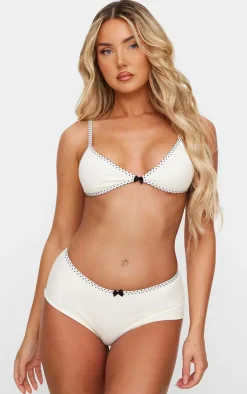 Cream Bow Detail Panties