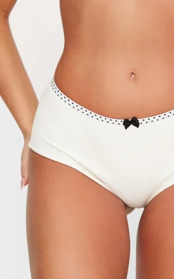Cream Bow Detail Panties
