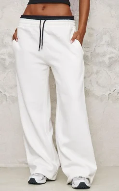 Cream Boxer Waistband Wide Leg Sweat Sweatpants