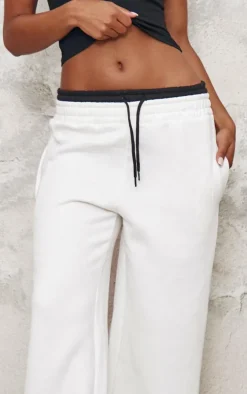 Cream Boxer Waistband Wide Leg Sweat Sweatpants