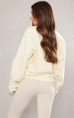Cream Brooklyn Embroidered Contrast Binding Sweatshirt