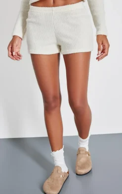 Cream Brushed Rib Hotpants