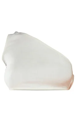 Cream Brushed Woven One Shoulder Crop Top