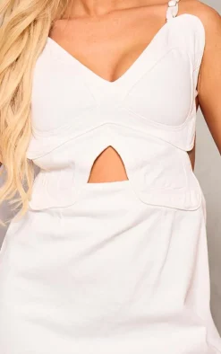Cream Butterfly Cut Out Waist Mini Dress