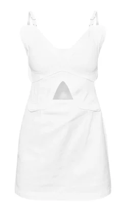 Cream Butterfly Cut Out Waist Mini Dress