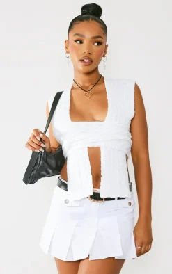 Cream Cable Knit Wrap Multi Way Top