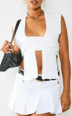 Cream Cable Knit Wrap Multi Way Top