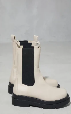 Cream Calf High Chunky Chelsea Boot