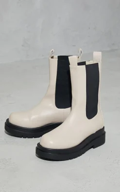 Cream Calf High Chunky Chelsea Boot