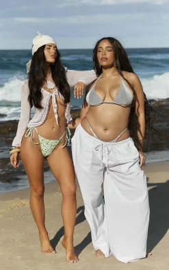 Cream Chiffon Double Lined Tie Front Top