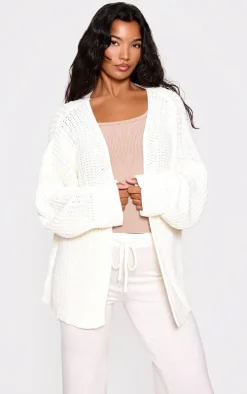 Cream Chunky Knit Slouchy Cardigan