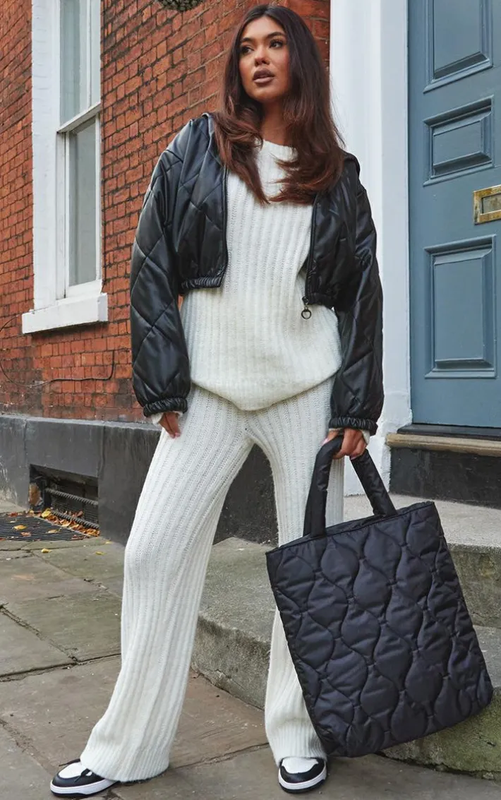 Cream Chunky Ribbed Knitted Set