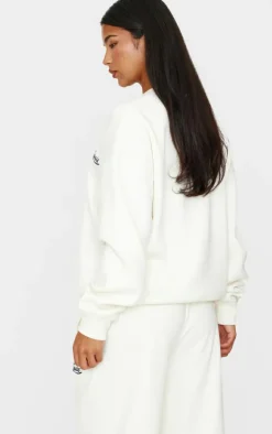 Cream Contrast Embroidered Saint Louis Oversize Sweatshirt