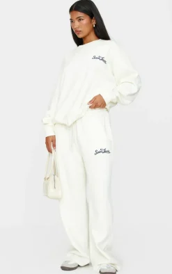 Cream Contrast Embroidered Saint Louis Oversize Sweatshirt