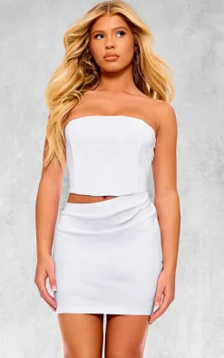 Cream Corset Boned Bandeau Cut Out Bodycon Dress