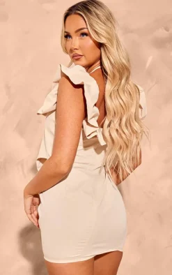 Cream Corset Frill Detail Mini Dress