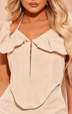 Cream Corset Frill Detail Mini Dress