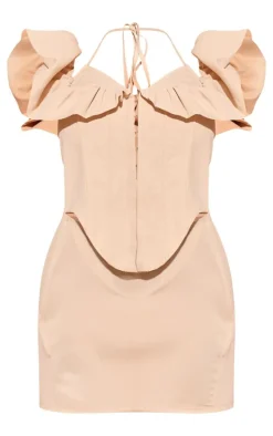 Cream Corset Frill Detail Mini Dress