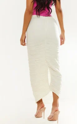 Cream Crinkle Satin Midaxi Skirt