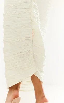 Cream Crinkle Satin Midaxi Skirt