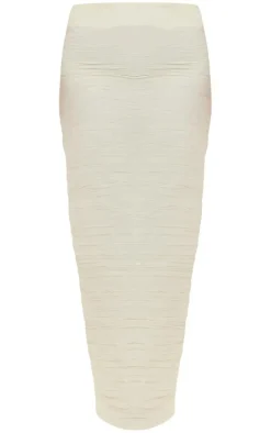 Cream Crinkle Satin Midaxi Skirt