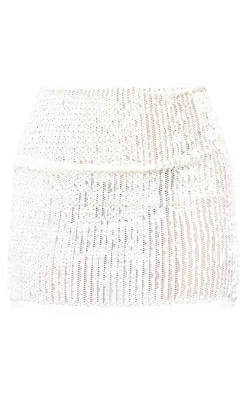 Cream Crinkle Textured Mini Skirt