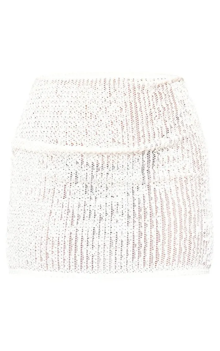 Cream Crinkle Textured Mini Skirt