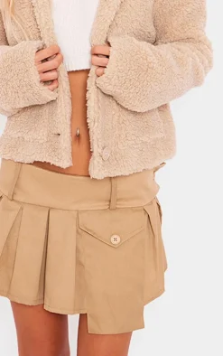 Cream Cropped Teddy Coat