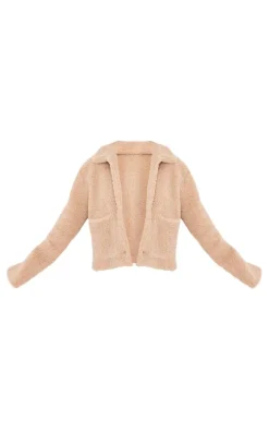 Cream Cropped Teddy Coat