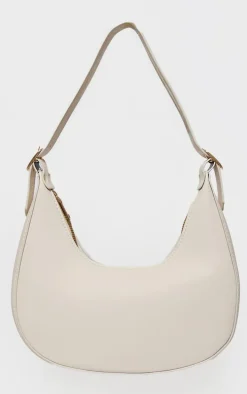 Cream Curved PU Shoulder Bag