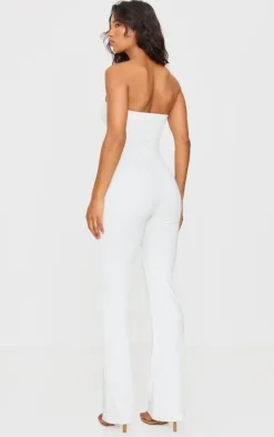 Cream Double Layer Contour Jersey Twist Bandeau Jumpsuit
