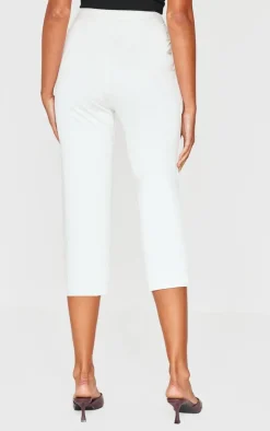 Cream Double Layer Wrap Waist Capri Leggings