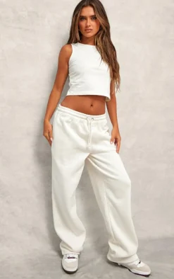 Cream Embossed Drawstring Sweatpants