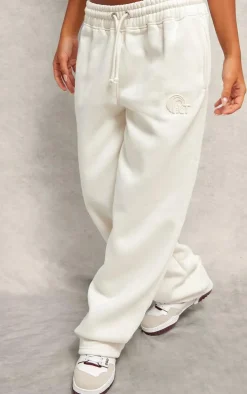 Cream Embossed Drawstring Sweatpants