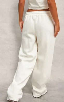 Cream Embossed Drawstring Sweatpants