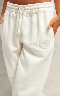 Cream Embossed Drawstring Sweatpants