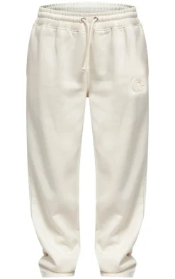 Cream Embossed Drawstring Sweatpants